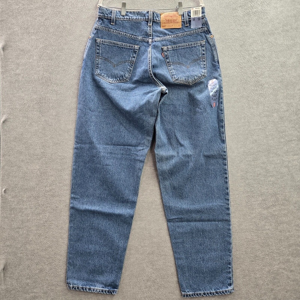 VINTAGE Levi's 560 Men Jeans 34x32 Blue 90s Denim Loose Fit Taper Deadstock NWT - Picture 10 of 12